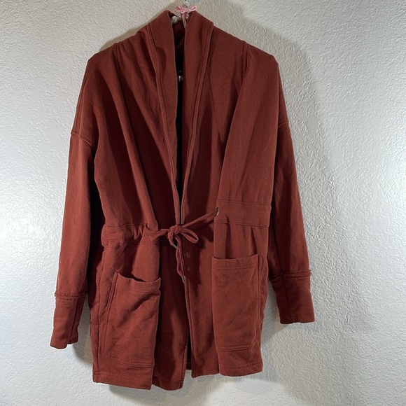 KNOX ROSE Jacket Drape Front Long Sleeve With Pockets Fiery Brown Size XS - Picture 5 of 11